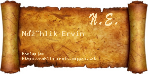 Náhlik Ervin névjegykártya