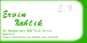 ervin nahlik business card